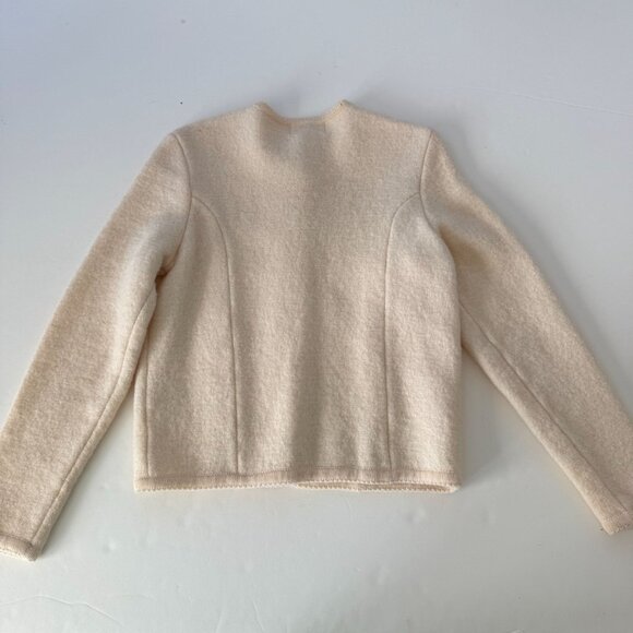 Vintage Tally-Ho Ivory Wool Button-Up Cardigan Sweater Womens S - Picture 2 of 6